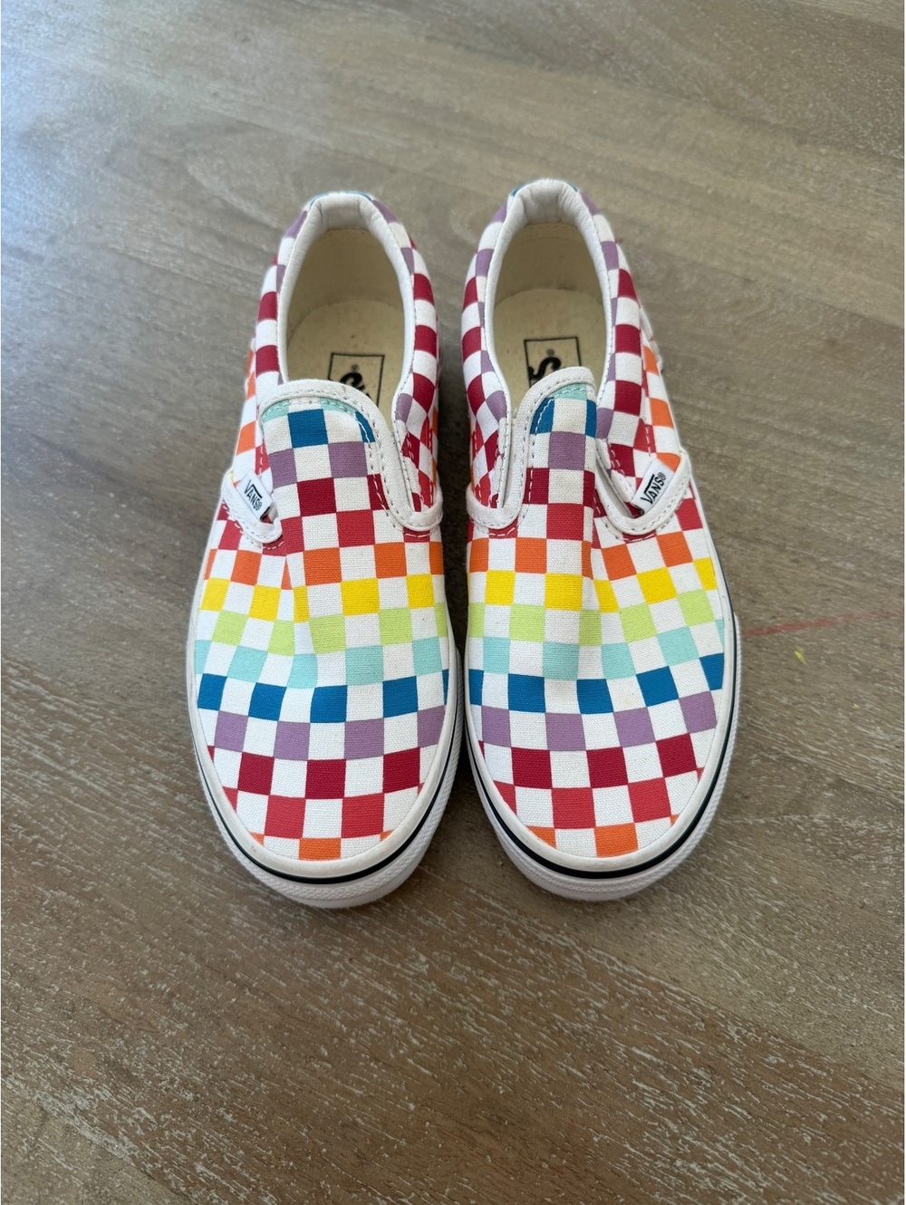 Vans Classic Slip-On Rainbow Checkerboard Sneakers Slip-On Kids Size 2